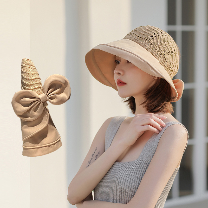 Nón cói vành rộng nửa đầu thắt nơ
