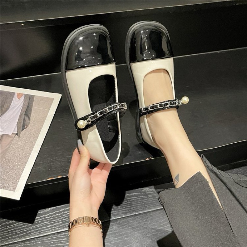 Giày búp bê da mềm phối xích ngọc hottrend  (fom to lùi 1 size)