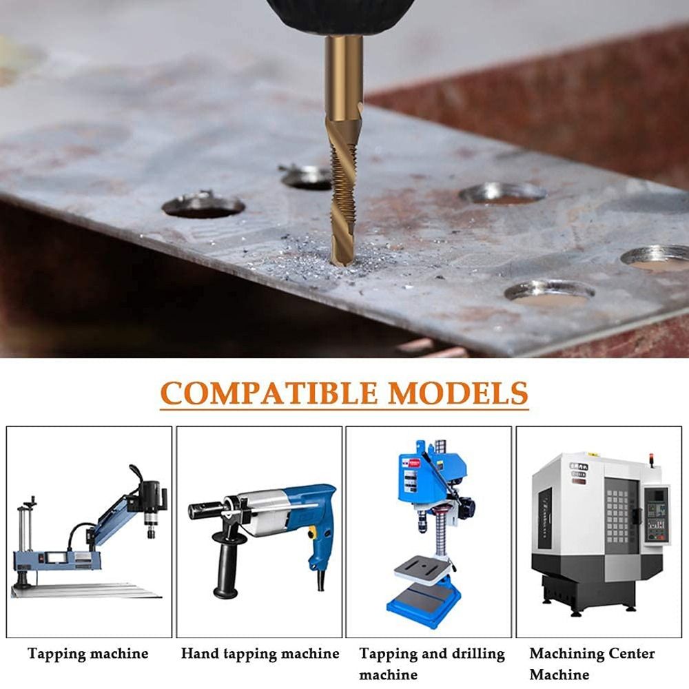 Petiyouza hợp chất tap rãnh Vít Bit Vít Máy tarô mũi khoan Tap khoan bit mạ titan Shank tap mũi khoan chuôi lục giác