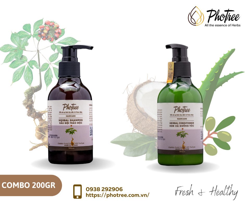 Combo Gội Xả Sâm Ngọc Linh PhoTree 200grams
