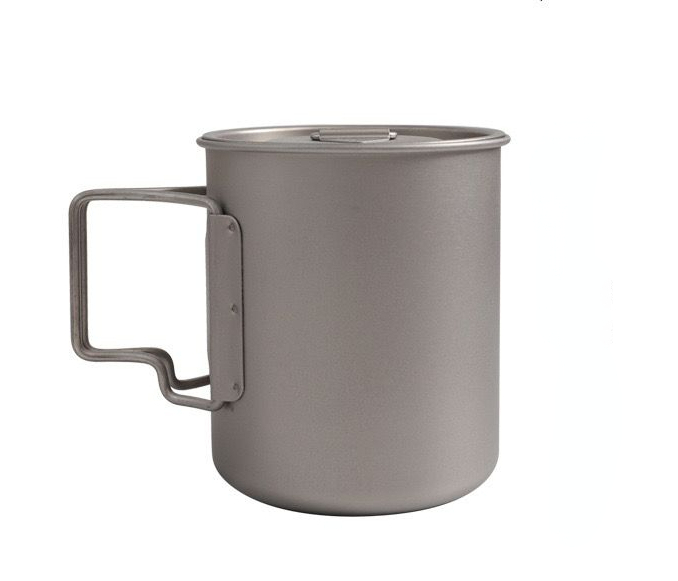 Pure titanium Graduated water cup Outdoor pure titanium Mug Camping portable folding handle pure titanium cup pot kettle