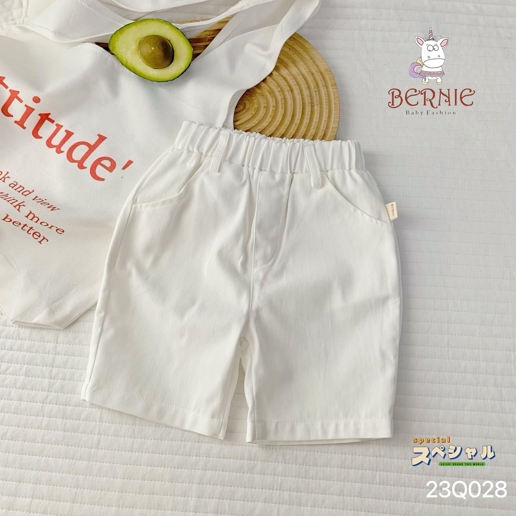 Quần kaki lửng basic cho bé trai, quần đùi thô mềm Bernie dáng dài
