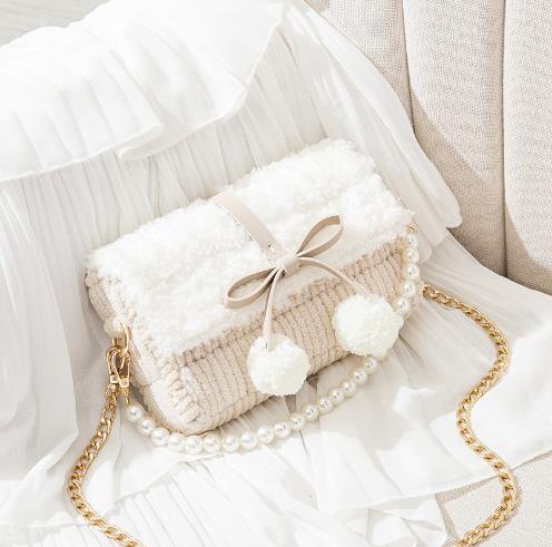 Túi handmade tự đan pom pom - phụ kiện đan túi