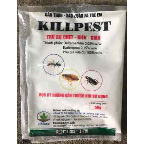 Bột trừ côn trùng Killpest 50g - trừ bọ chét, kiến, gián kill pest