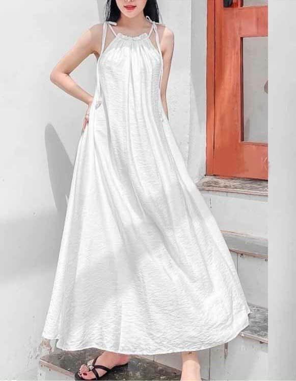 Đầm Maxi cổ yếm buộc nơ