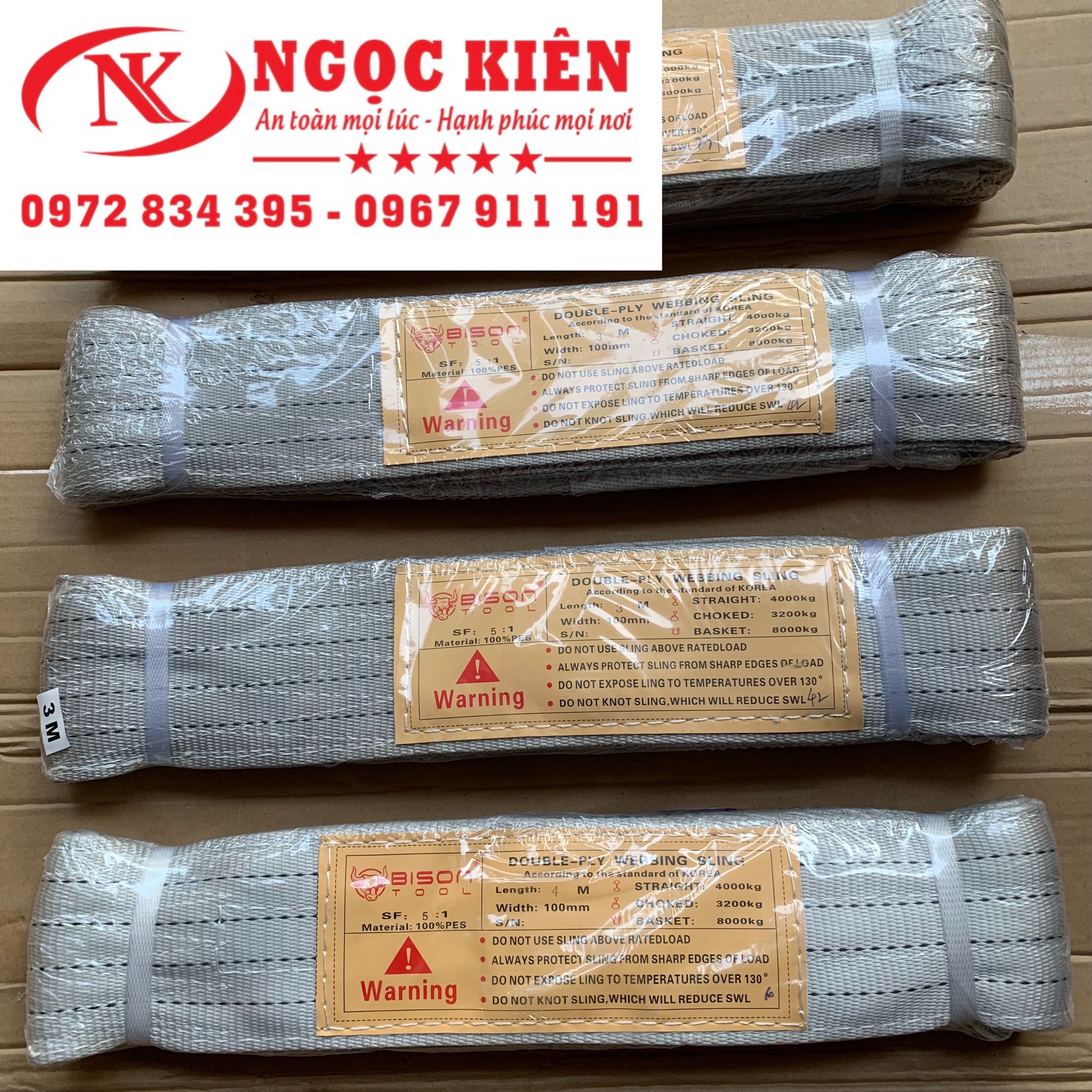 Dây cáp vải cẩu hàng Dây cáp cẩu chịu tải 4 tấn dài 6 mét bản rộng 100mm