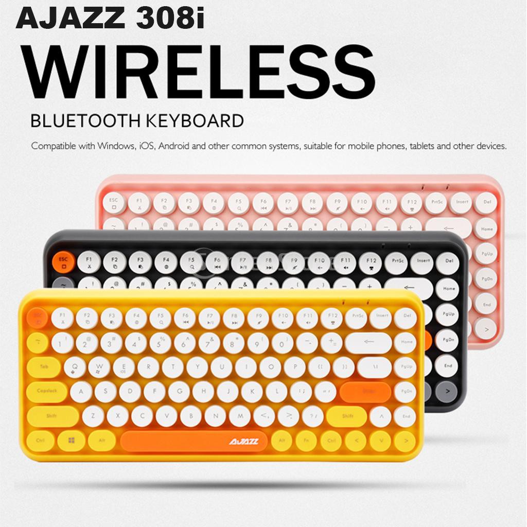 Ajazz Wireless Bluetooth Keyboard Compact Retro Round Keycaps 84-Keys Auto Sleep