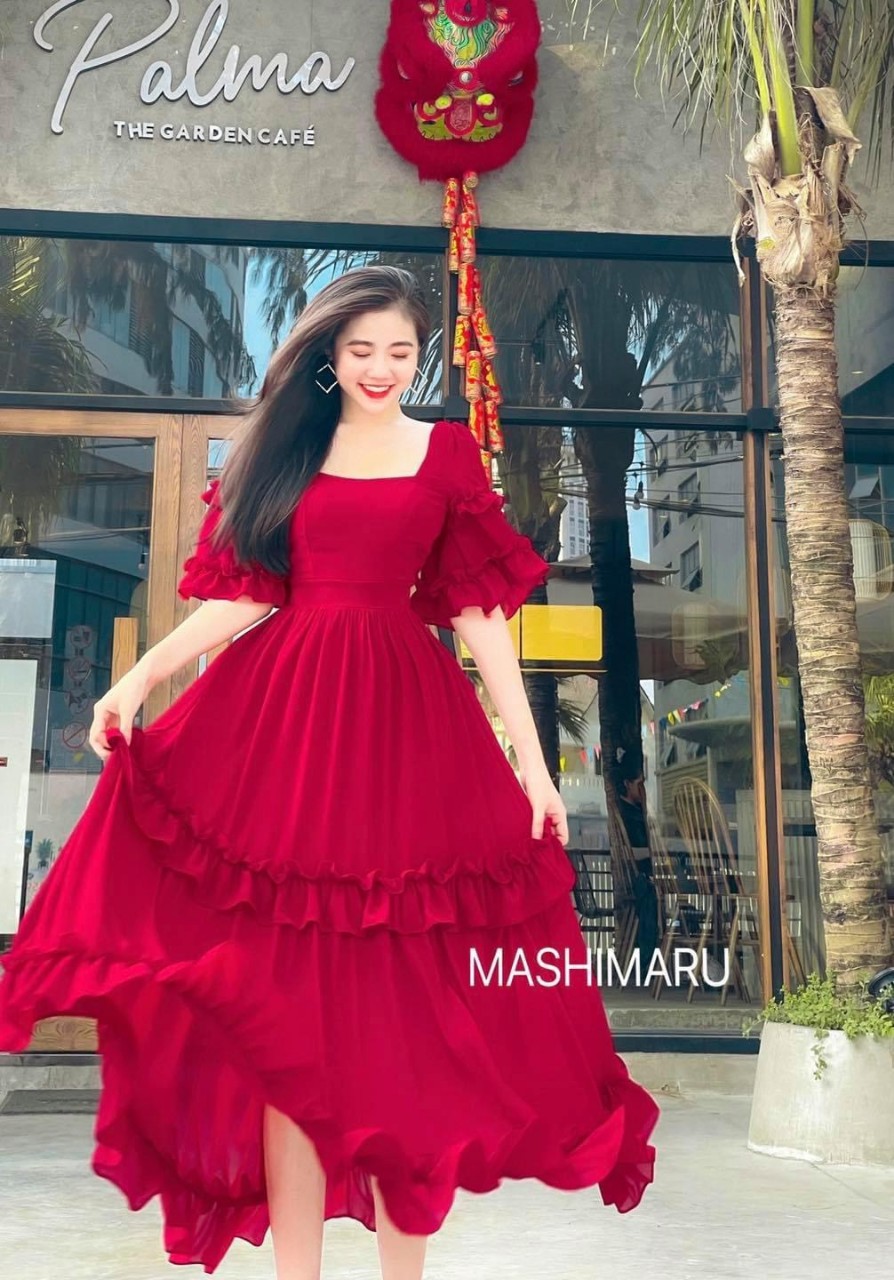 Đầm maxi voan dây cột nơ sau sang chảnh đẹp lung linh ld22