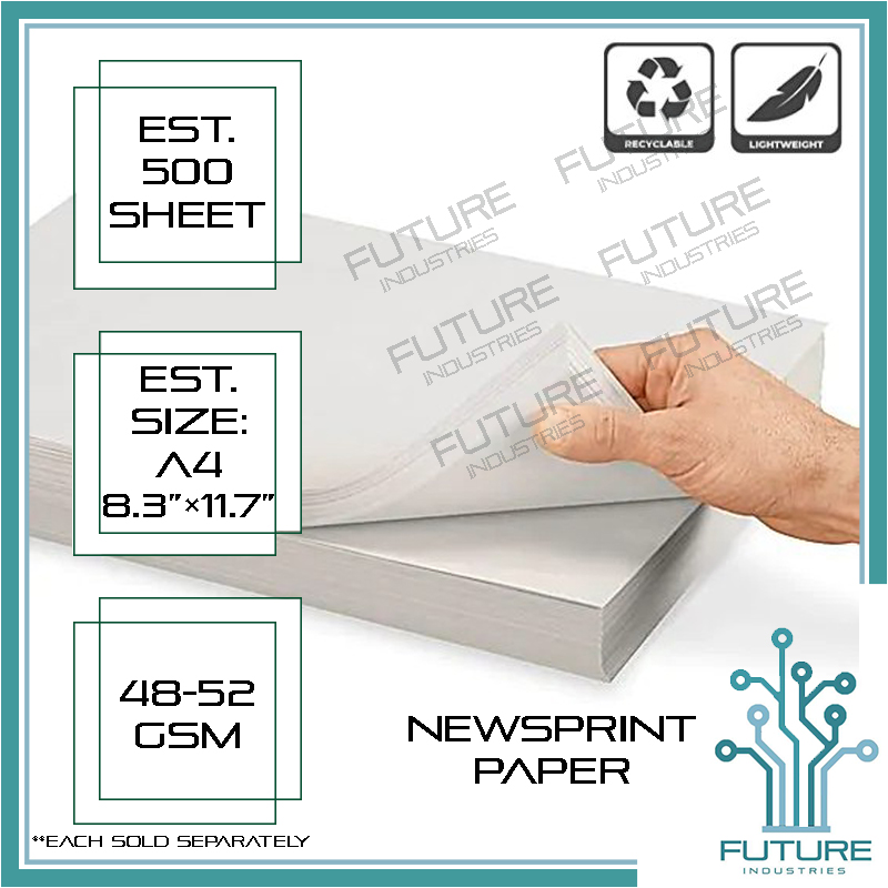 Newsprint Paper (1) Ream Approximately 500 Sheets Inside 48 to 52GSM