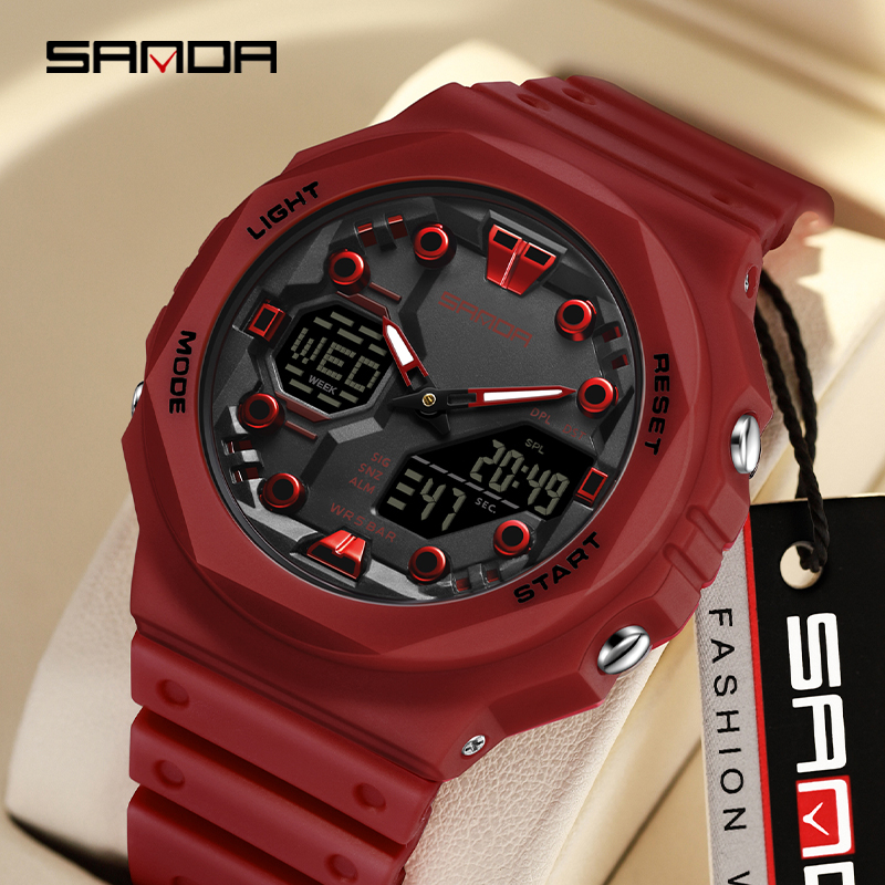 Sanda Large Dial Multifunctional Trendy Urban Outdoor Waterproof Sports Men's Watch SD6200-2.