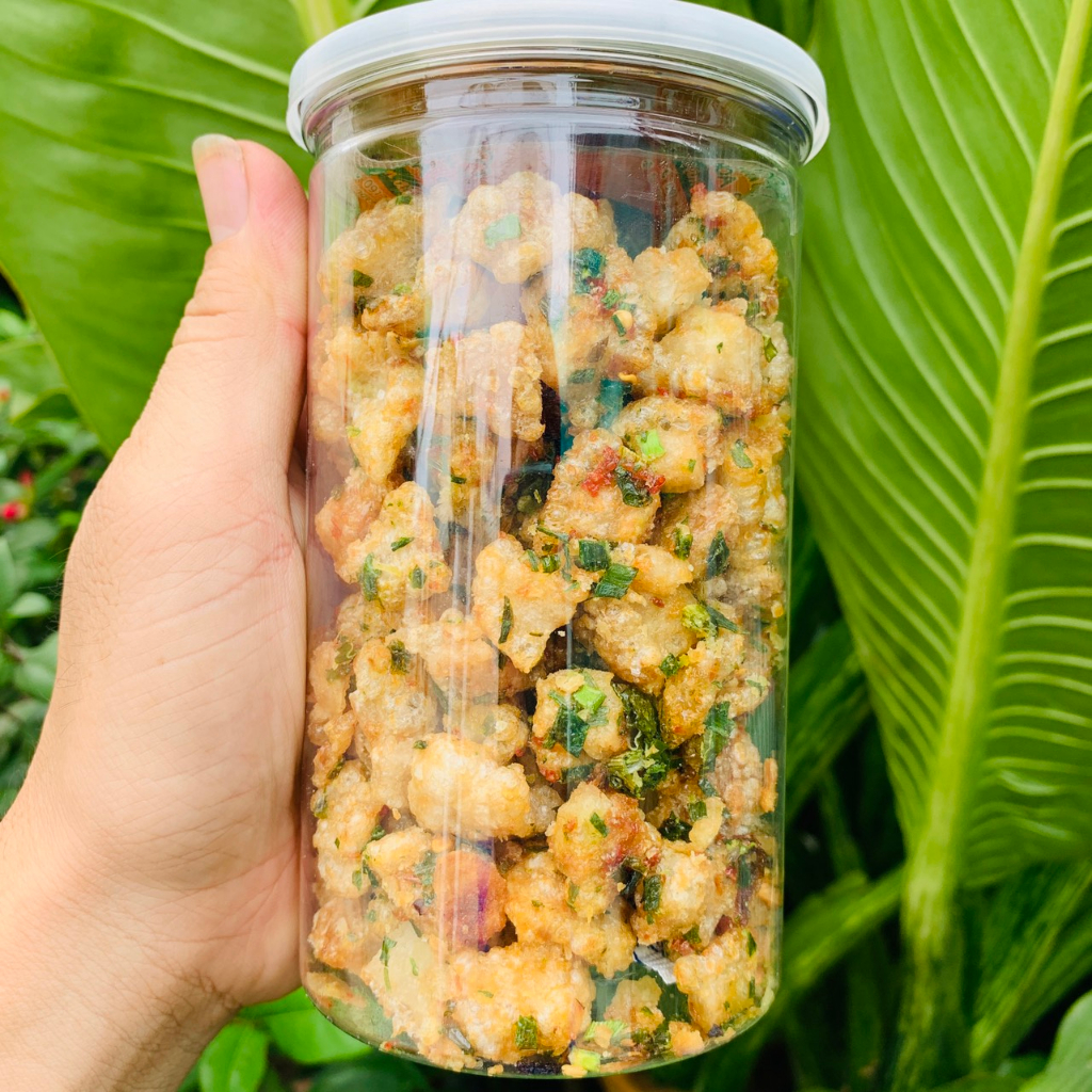 [ Lon 250gram ] Tóp Mỡ Sốt mắm Hành - Tốp Mỡ Liền Da