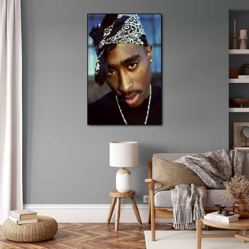 2Pac Tupac Amaru Shakur tatu Hip Hop Rap kanvas seni Poster dan dinding ...