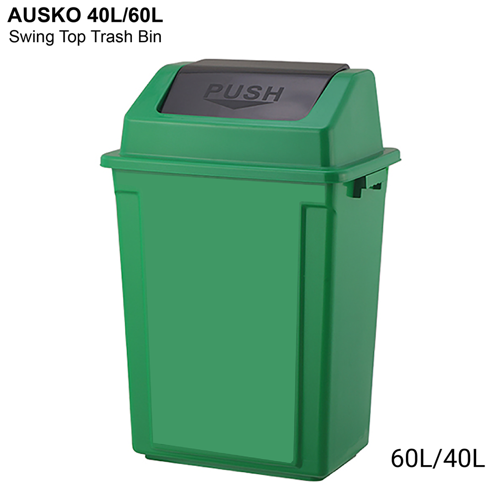 AUSKO Swing Top Trash Bin 40L/60L, Rubbish Bin, Trash Bin, Recycling