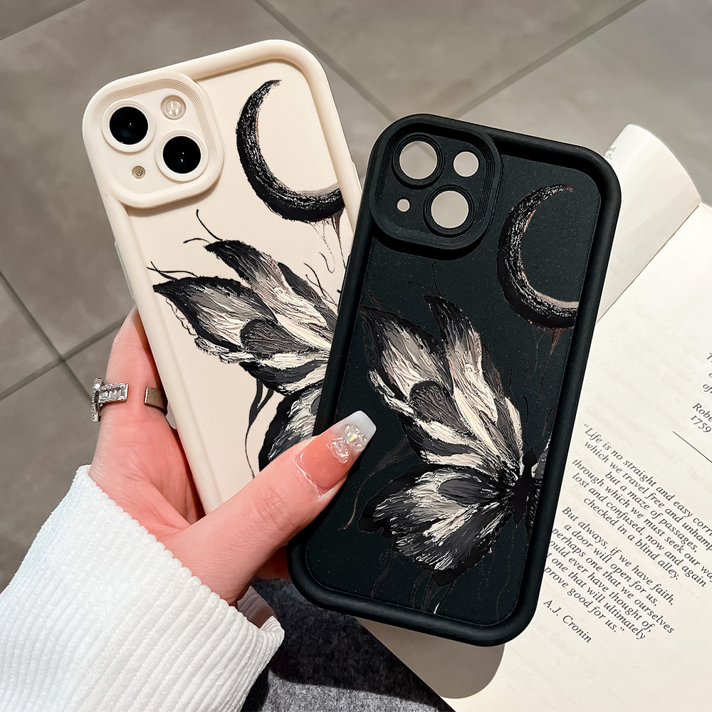 Hontinga for Redmi 14C Back Cover black butterfly Pattern Ladder Soft Camera Protection Rubber Phone Case for Girls. 