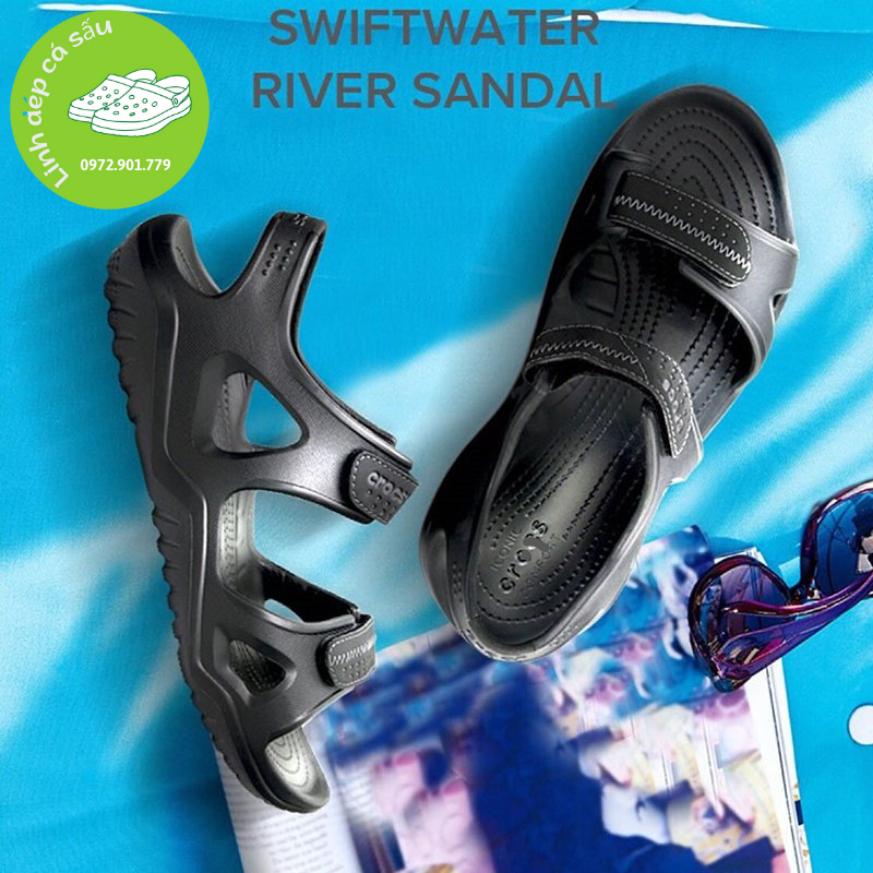 Sandal quai dán cross River màu đen dành cho nam