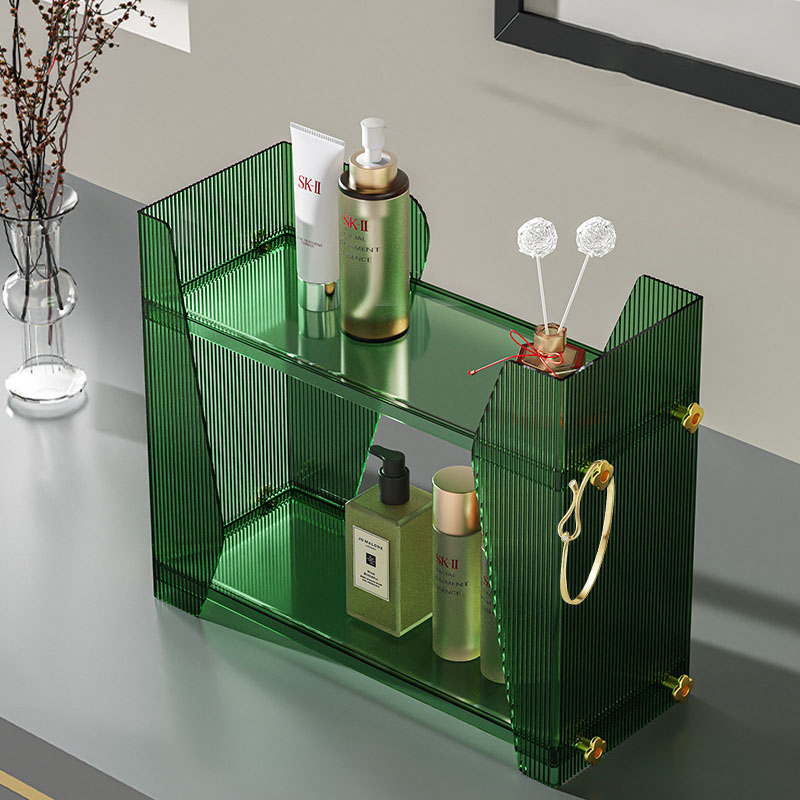 Light luxury storage rack cosmetics display cabinet European style elevated vertical lipstick rack dressing table snack toy storage rack