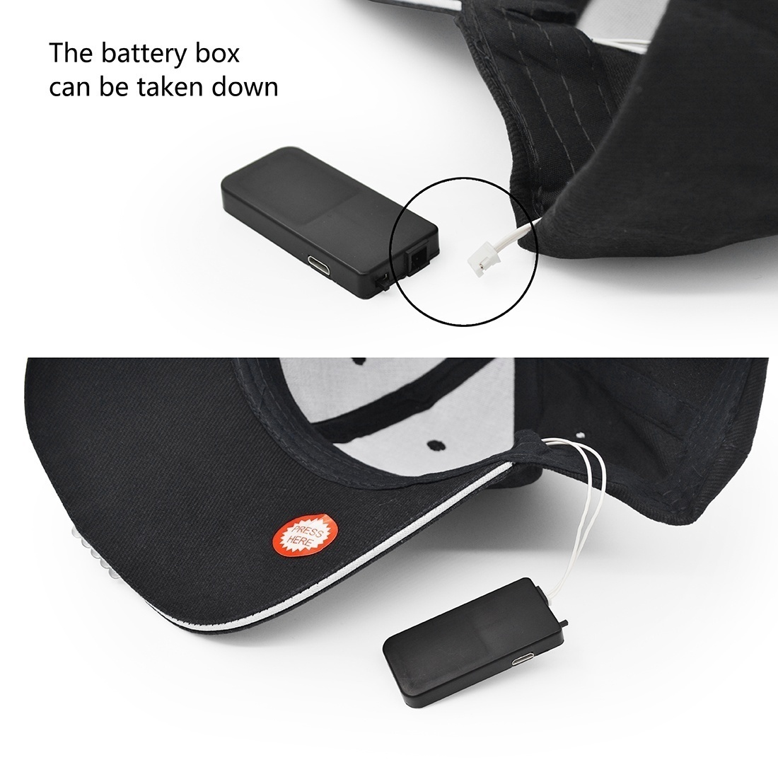 Hands Free Rechargeable LED Baseball Cap Light Glow Bright Sport Hat For Outdoor Jogging Snapback Hats Hip Hop Party Holiday. 