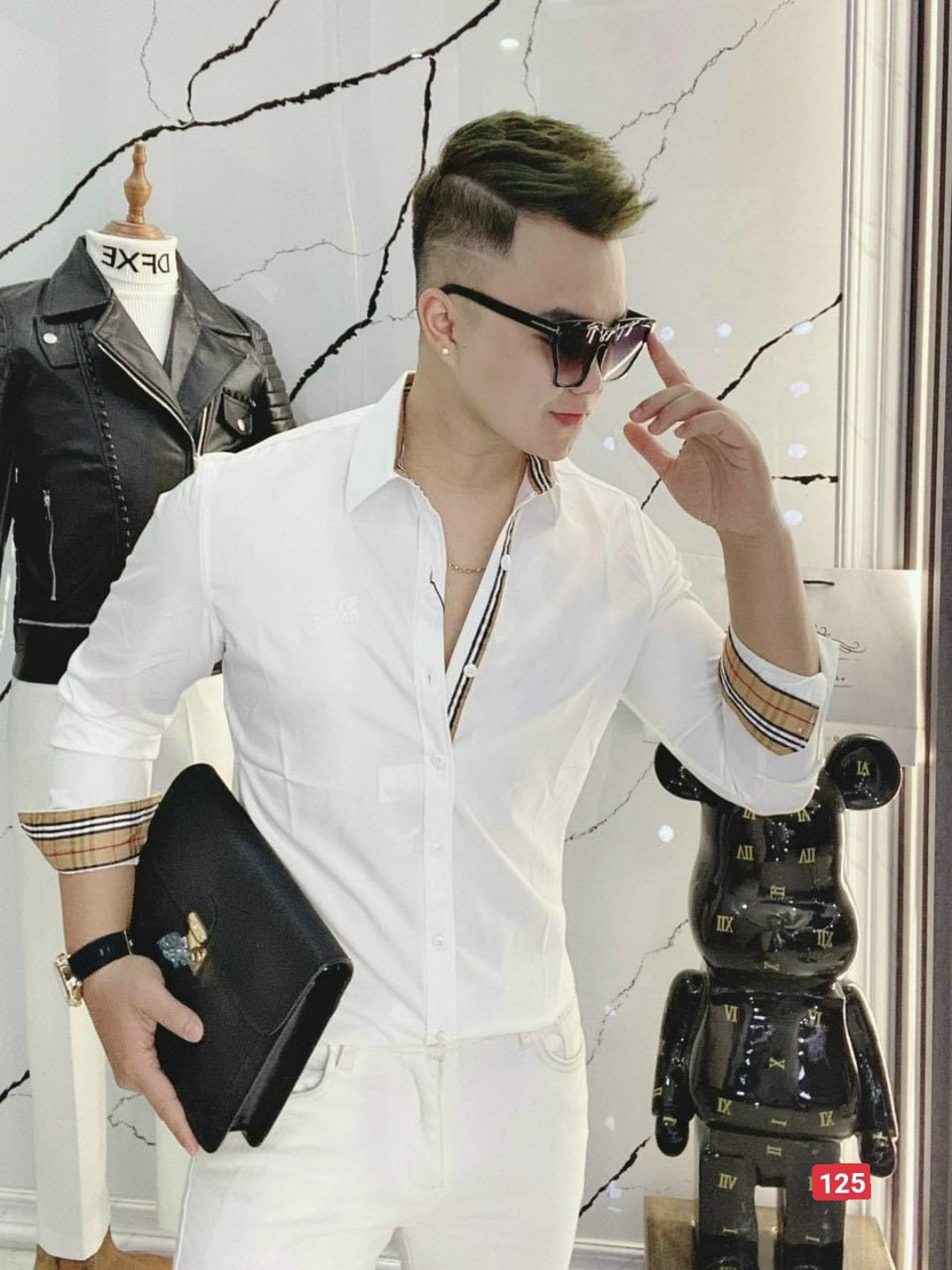 áo sơ mi nam đẹp mẫu mới tay dài màu trắng phối viền với chất liệu cotton lụa cao cấp, bền màu, chuẩn men và bảnh bao thời trang Menshopps CL55