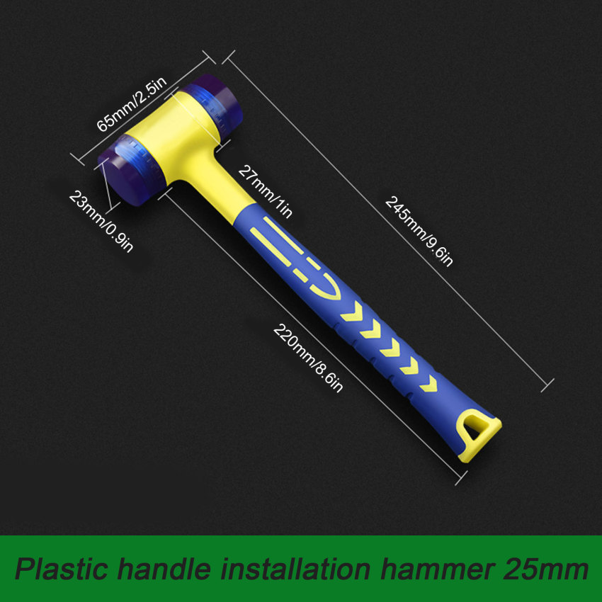 1 Double Headed Installation Hammer, 25mm 30mm Rubber Hammer With Rubber Handle, Detachable Insulated Installation Hammer