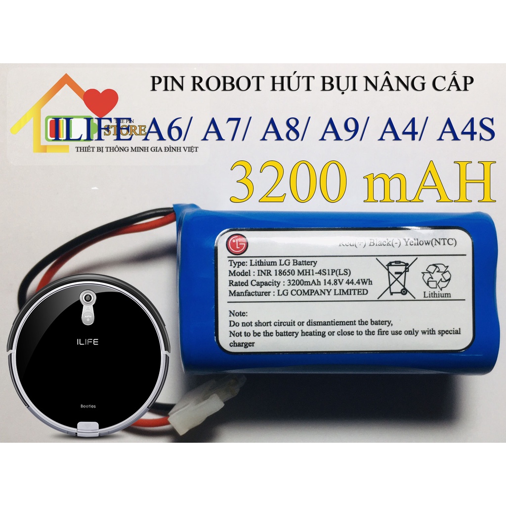 Pin robot hút bụi ilife a6/ a7/ a8/ a9/ a4/ a4s nâng cấp