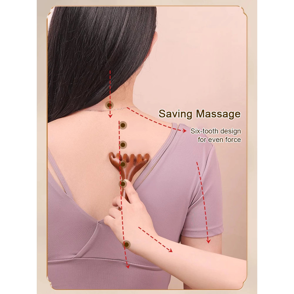 Pente de madeira de sândalo antiestático para massagem capilar_voghion.com