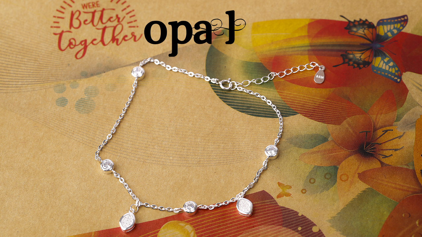lắc chân bạc thương hiệu Opal