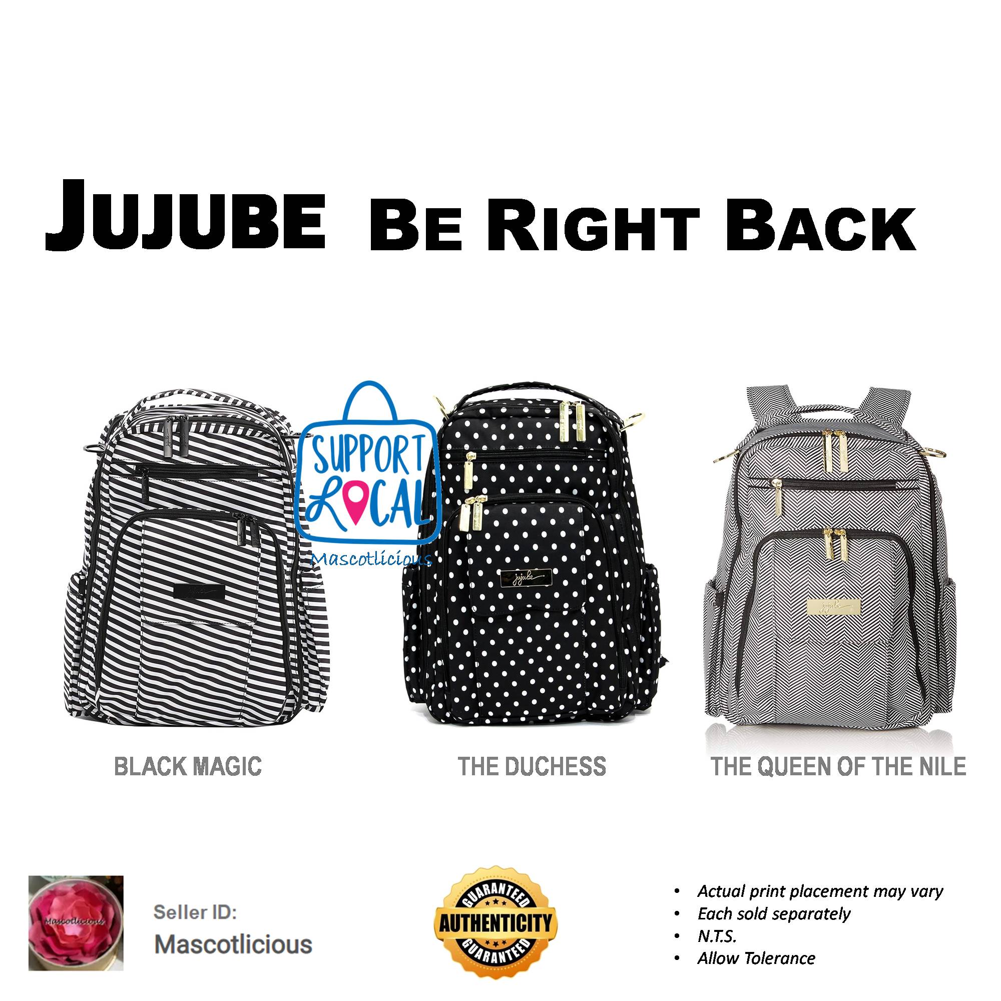 Jujube Ju Ju Be Be Right Back BRB Backpack Legacy Collection Options The Duchess Queen of Nile New Black Magic Lazada Singapore