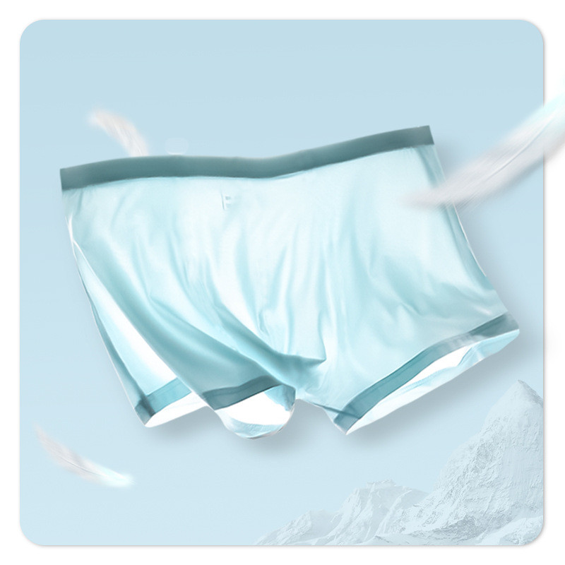 Men Ice Silk 3D Molded U Convex One-Piece Boxer Summer Ultra-Thin Youth Breathable 138.