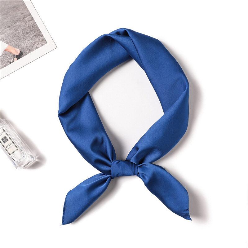 New Women's Scarf Plain Hair Collar Simulation Silk Shawl Square Scarf Ladies Hijab Shawl WJ70FZS-02