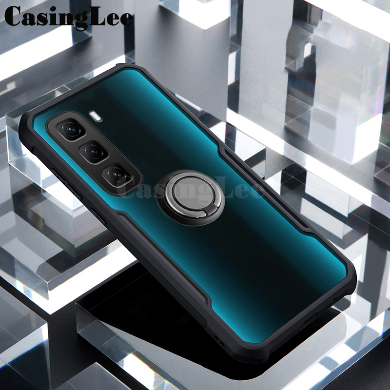 For infinix Hot 50 Pro Plus Case Hard Clear Transparent Shockproof Armor Car Adsorb Holder Ring For infinix Hot 50 Pro + Back cover Phone Cases.