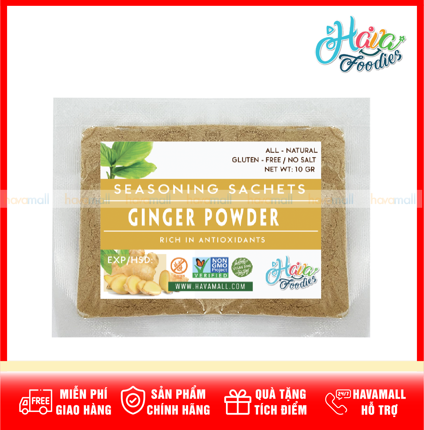 [HOÀN TIỀN MAX 10%][ HÀNG CÔNG TY NHẬP KHẨU ] Bột Gừng Gói 10gr - Ginger Power