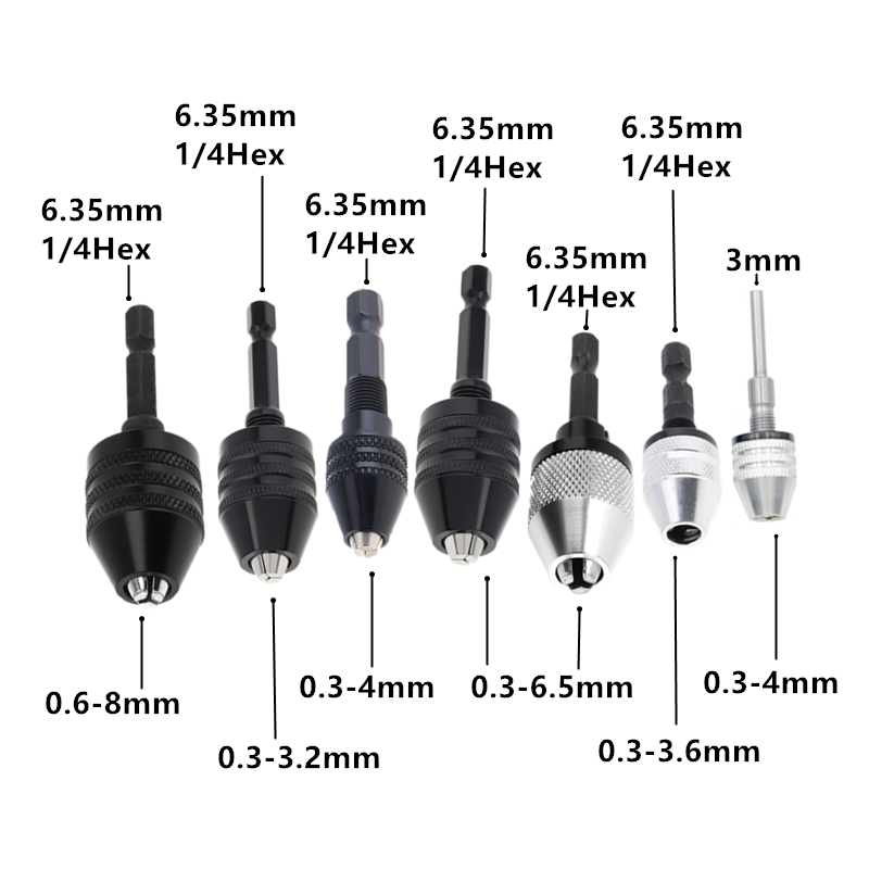 1 cái tuốc nơ vít Công cụ chuyển đổi đầu lắp mũi khoan không chìa 0.3-13mm Máy bắt vít ống nối mâm cặp cố định chuôi lục giác SDS cộng với Bộ chuyển đổi