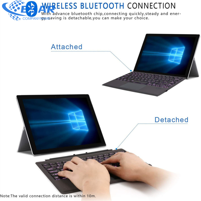 Ft-1089d Wireless Bluetooth-compatible Keyboard With Touchpad Backlit Compatible For Microsoft Surface Pro 3 4 5 6 7
