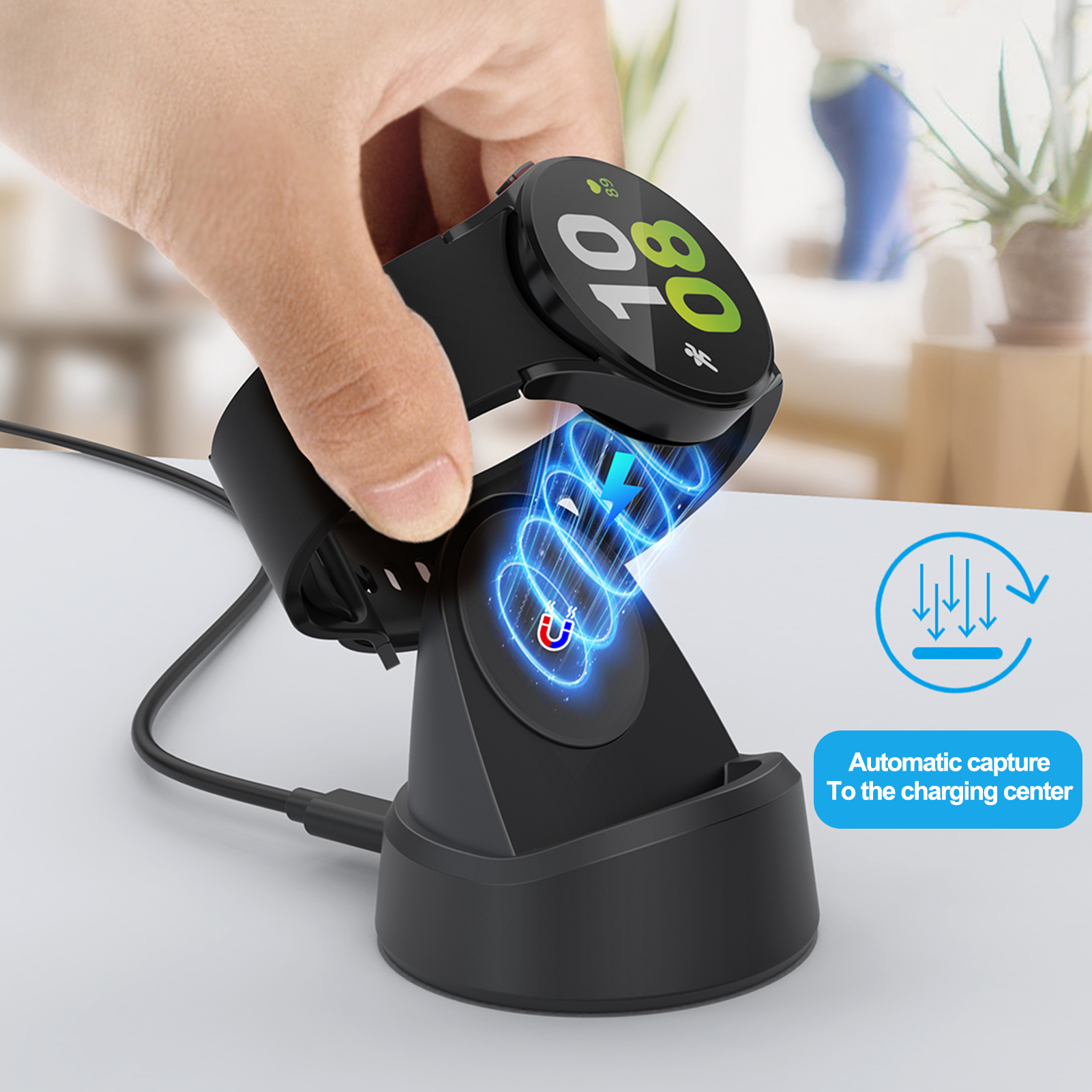 Zesc007 Easy to Use Watch Charger for Watch Safe Charging Stand for Watch Wireless Magnetic Watch Charger Stand for Samsung Watch Series Non-slip Vertical Dock Station for Convenient Charging Compatible