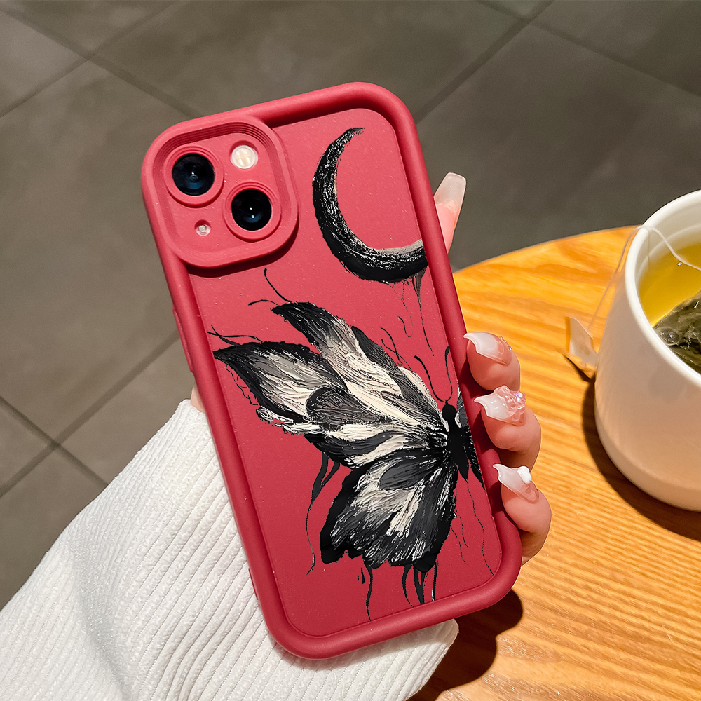 Hontinga for Redmi 14C Back Cover black butterfly Pattern Ladder Soft Camera Protection Rubber Phone Case for Girls. 