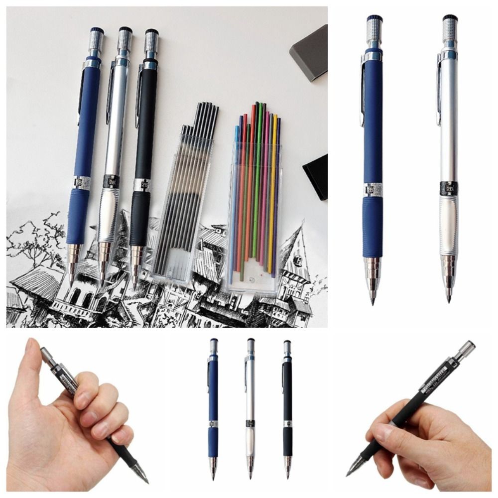 MMLUCK Drawing Mechanical Pencil Sketching Drafting Propelling Pencil 3 Color Writing Automatic Pencil School Office