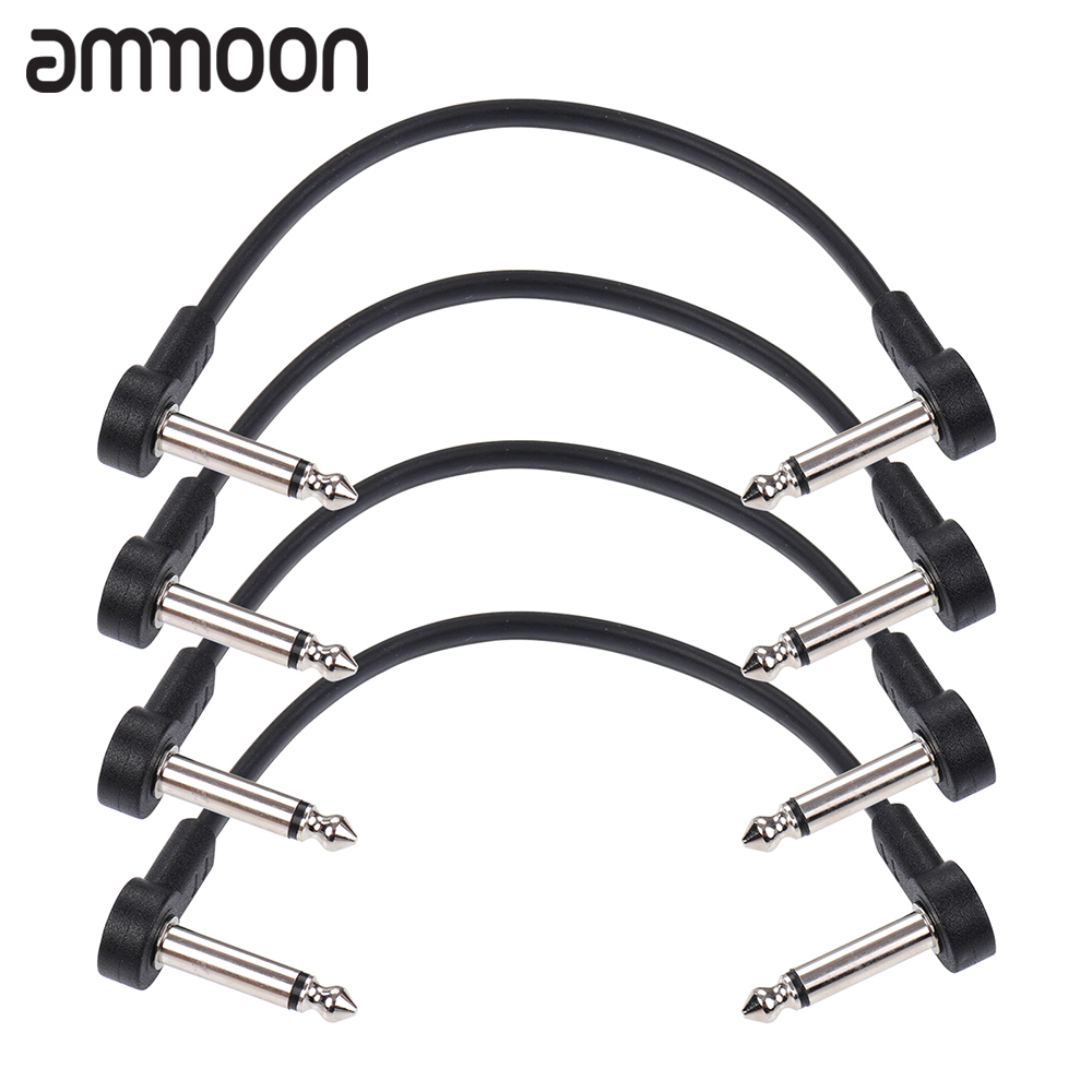 4 Packs 6 Inch Length Ggiant AC-8 Guitar Effect Pedal Flat Patch Cables with 1/4 Inch Right Angle Connectors Patch Cable Kit