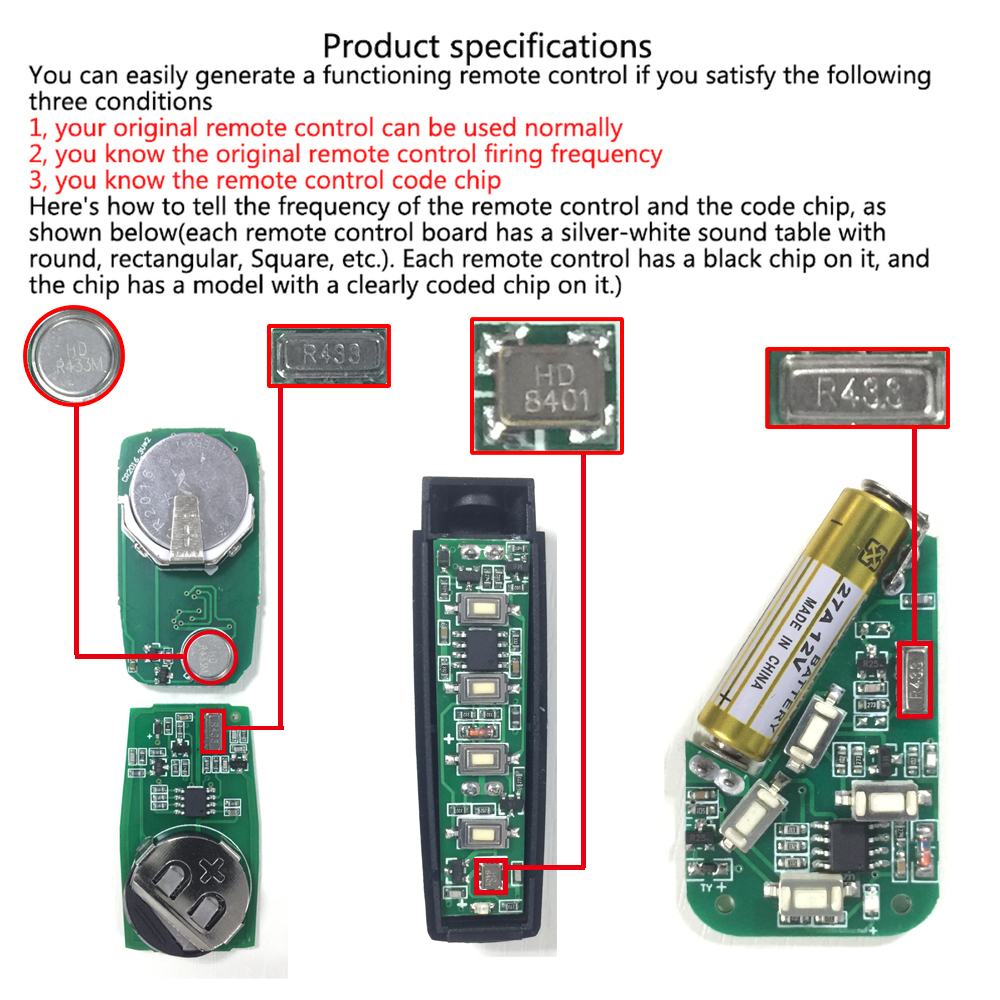 HLINKEY 315/330/433MHz Wireless Cloning Remote Control RF Transmitter Copy Controller Garage Gate Opener Remote Key Duplicator for Safety