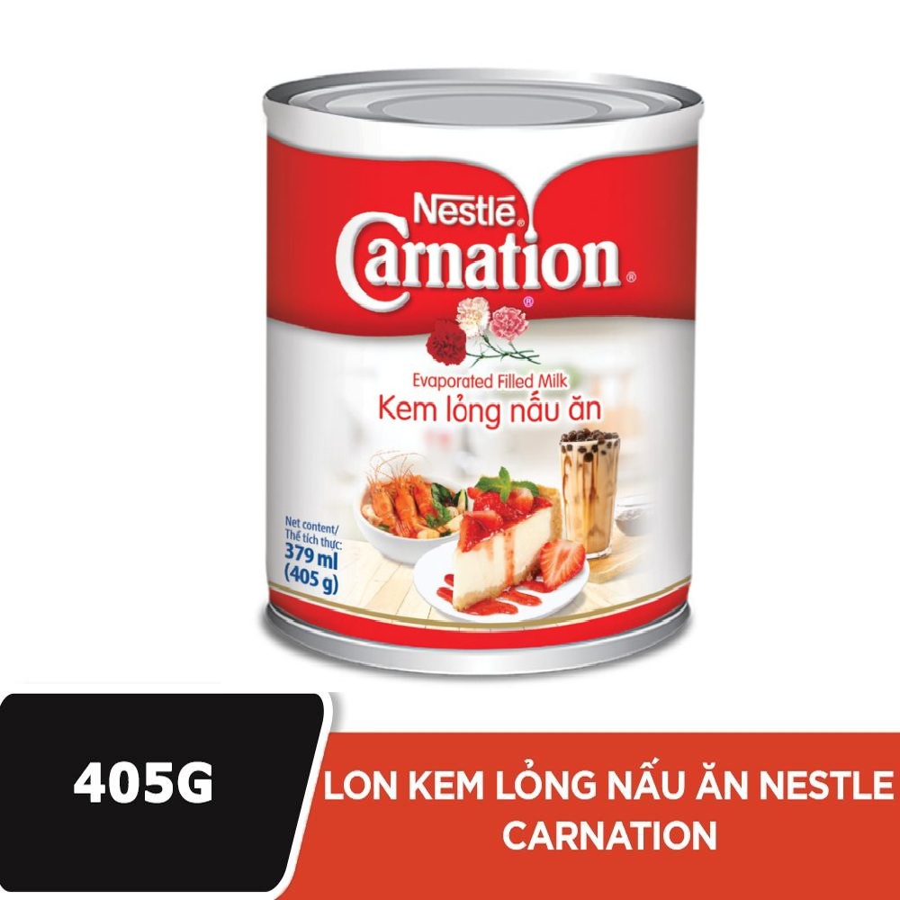 405g - Kem lỏng nấu ăn Nestle Carnation (Sữa Béo Carnation Nestle 405g /Kem lỏng nấu ăn ba bông 405g)