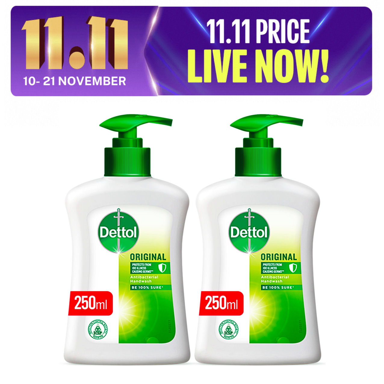 Dettol Handwash Pump Original 250ml - Pack of 2