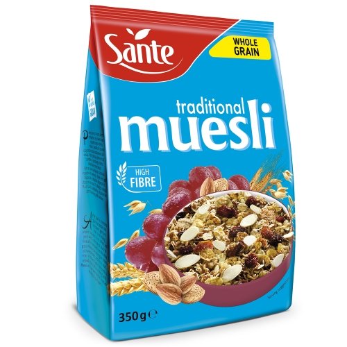 Ngũ Cốc dinh dưỡng Sante Muesli Traditional nho khô và hạnh nhân 350g