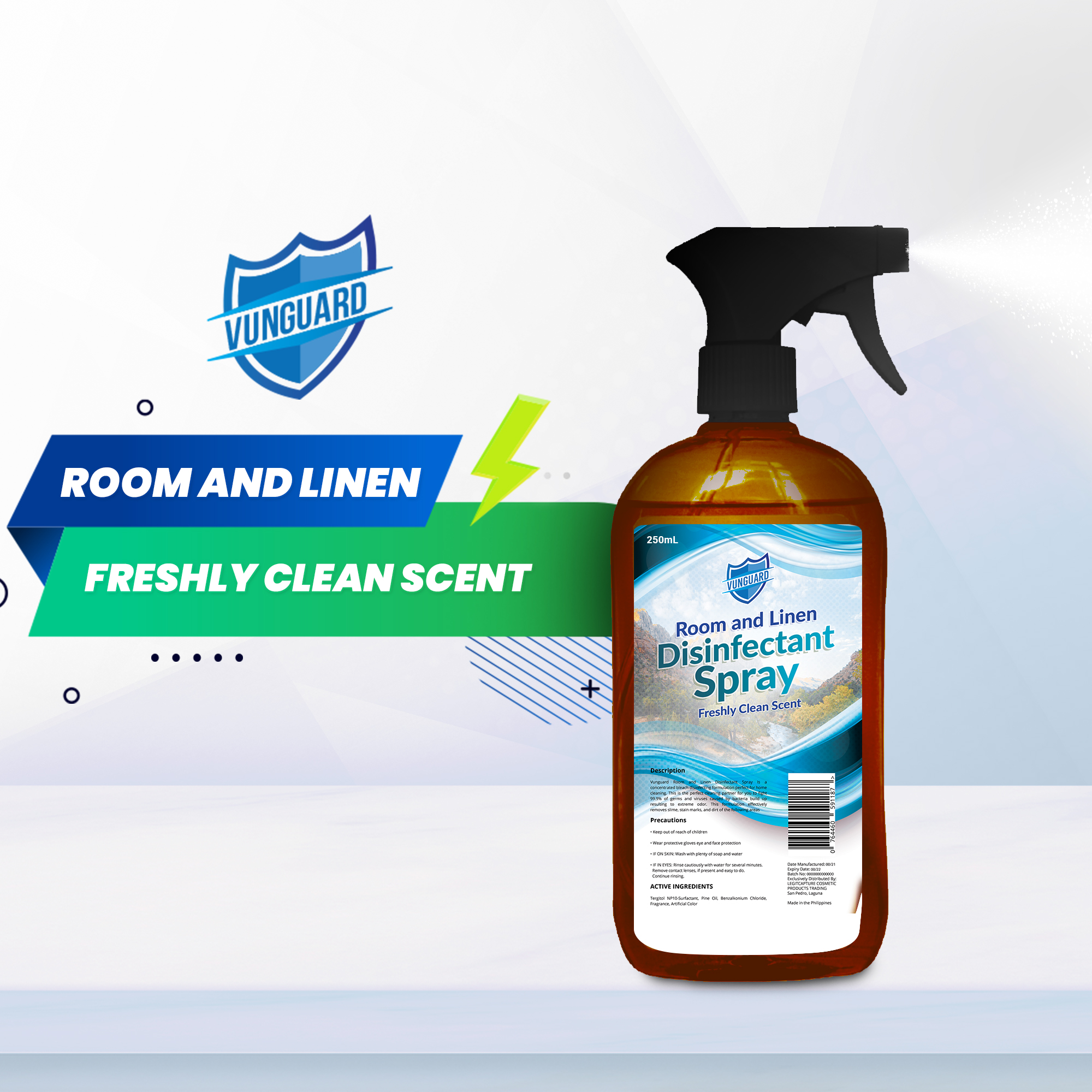 Vunguard Luxurious Room and Linen Disinfectant Spray Freshly Clean