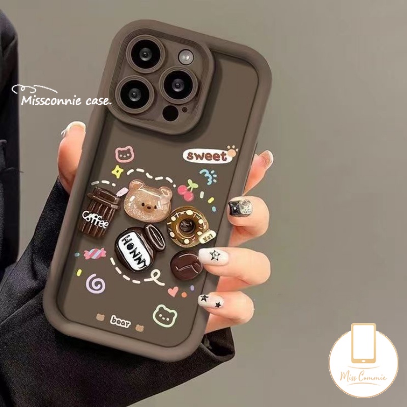 Vivo Y15 Y17 Y16 Y21s cartoon shell teddy bear shaped coffee cup soft shell Y36 Y91C Y20i Y31 Y21 Y15s Y27 Y30 Y22 3D.