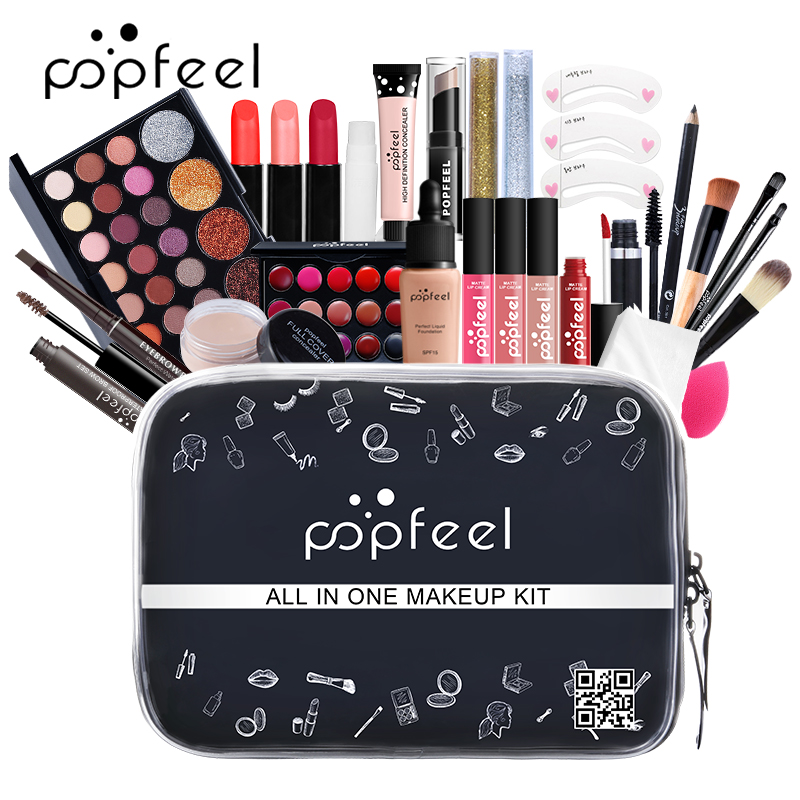 NEW%20POPFEEL%20Makeup%20Kit%208-26%20Pieces%20Female%20Makeup%20Set%20Eye%20Shadow%20Lip%20Gloss%20Mascara%20Eyeliner%20Brushes%20Cosmetics%20Bag%20Make-up%20For%20Women%20-%20Image%202