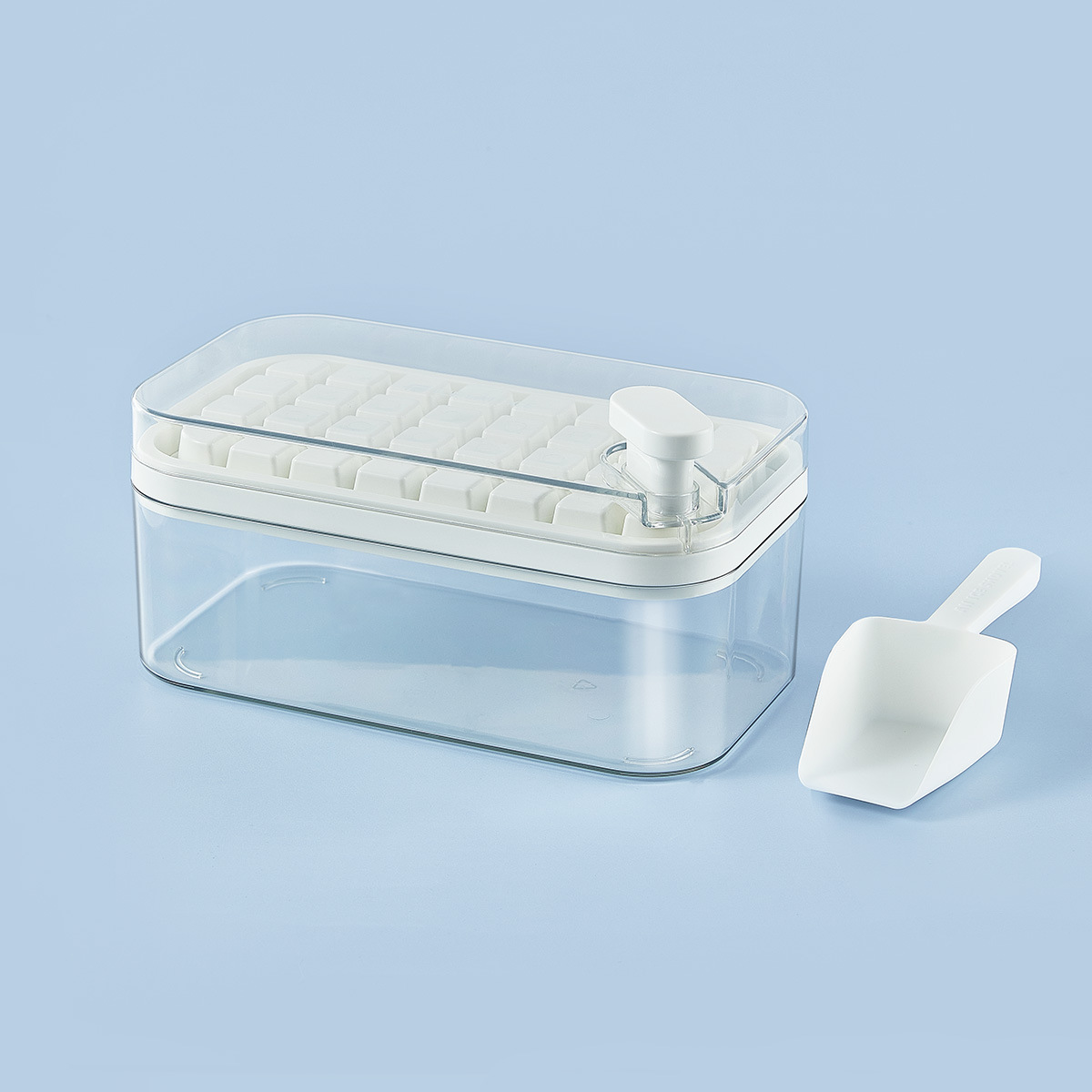 Ice Cube Silicone Press Ice Box Single và Double Layer Square Ice Cube Khuôn di động Công suất lớn Ice Cube Ice lưu trữ hộp với nắp đậy