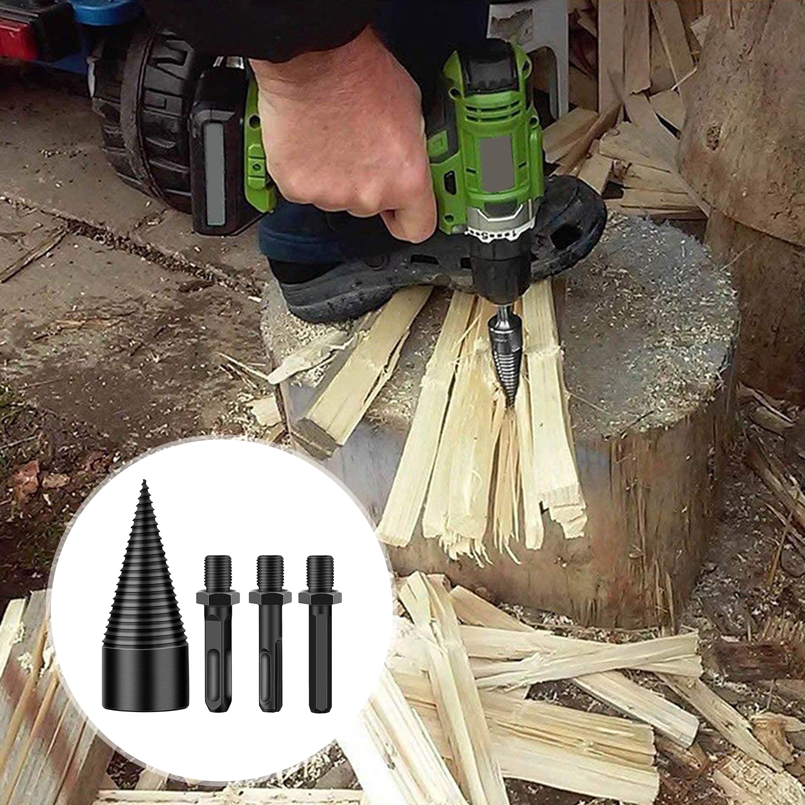 Pointed Wood Drill Bit Log Splitting Drill Bit Efficient Firewood Splitter Drill Bit High Hardness Easy to Use for Home less Than