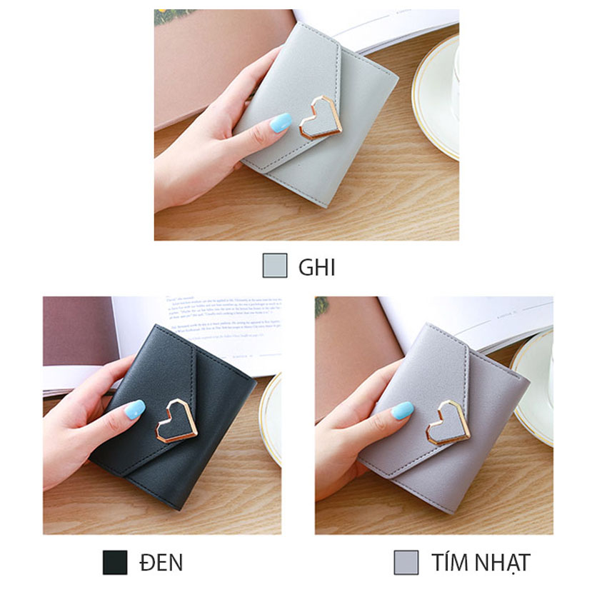 Ví nữ mini cầm tay khóa trái tim dễ thương