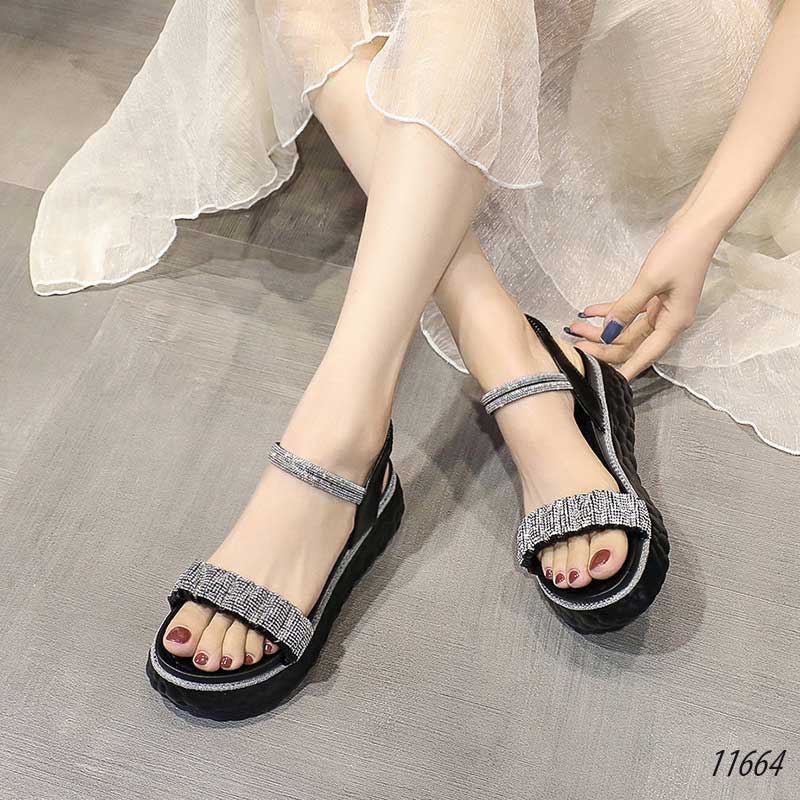Dép sandal quai chun đính hạt 11663