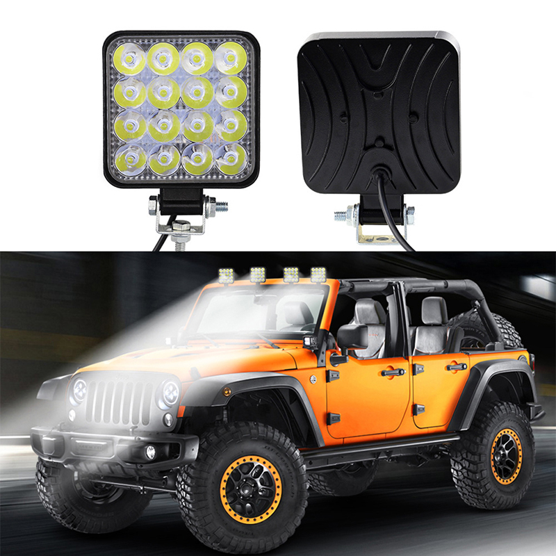 Đèn led làm việc hình vuông 48w đèn chiếu điểm địa hình 12v 24v cho xe hơi xe tải suv