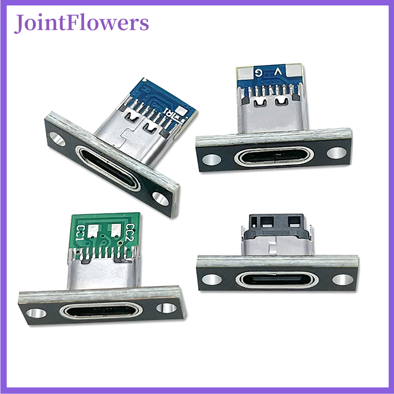 JointFlowers 1pcs Type-C Female Connector Jack Charging Port USB 3.1 Type C Socket With Fixing Plate